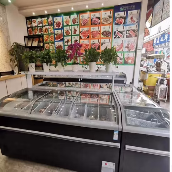Supermarket Refrigerator Commercial Combination Island Cabinet Frozen Food Island Freezer